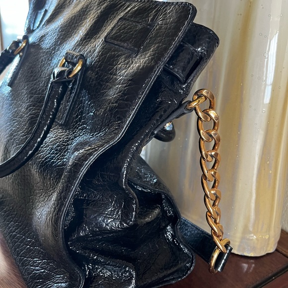 NWOT MICHAEL KORS HAMILTON BLACK LEATHER SHOULDER SATCHEL - Picture 5 of 13